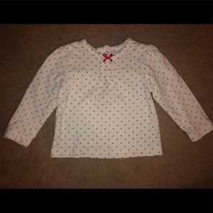 Baby Girl’s white & black polka dot top